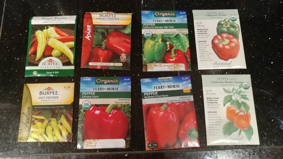 Pepper Seed Packets for the Pepper Sprouting Experiment